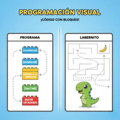 اكتشف متعة البرمجة! صورة ملونة لطلاب مبتدئين يستكشفون عالم البرمجة بلغة بسيطة. مثالية لتعريف الأطفال على لغات المستقبل وتنمية مهاراتهم في بيئة تعليمية آمنة ومبدعة.

